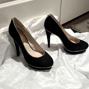 Michael Kors Platform black heels with gold trim